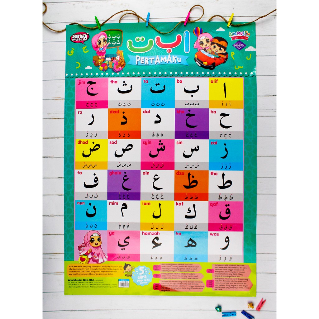 POSTER KOMBO 10-IN-1 :COMPLETE ANA MUSLIM- ABC, 123, ALIF BA TA, ASMAUL ...
