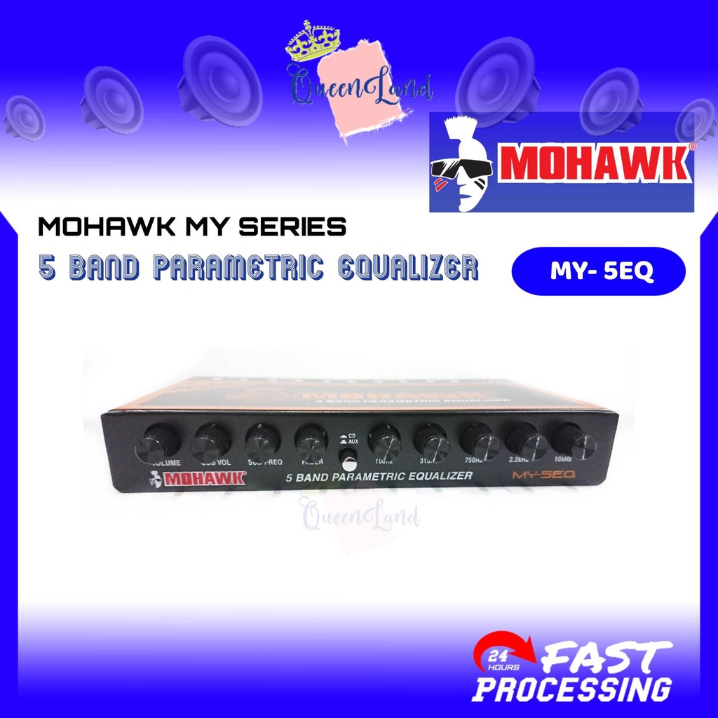 MOHAWK MY SERIES 5 BAND CAR AUDIO PREAMP CONTROL PARAMETRIC EQUALIZER