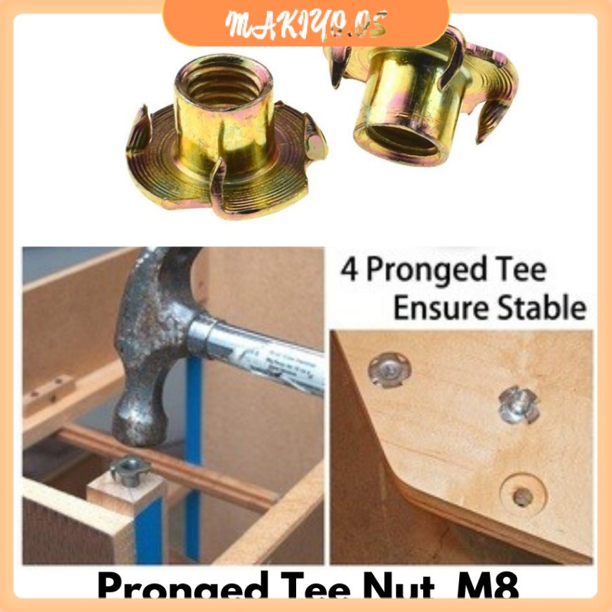 Pronged Tee Nut Wood Insert Nut Wooden Furniture M8*10mm Shopee Malaysia
