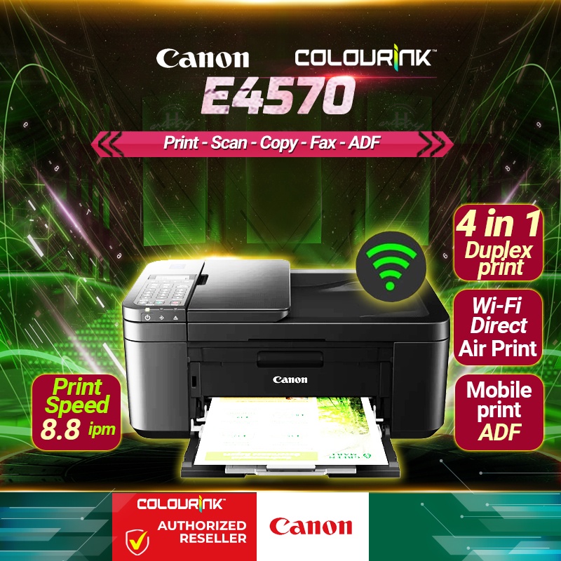 Canon PIXMA E4570 Wireless All In One A4 Color InkJet Printer ( Print / Scan / Copy / Wifi / Fax