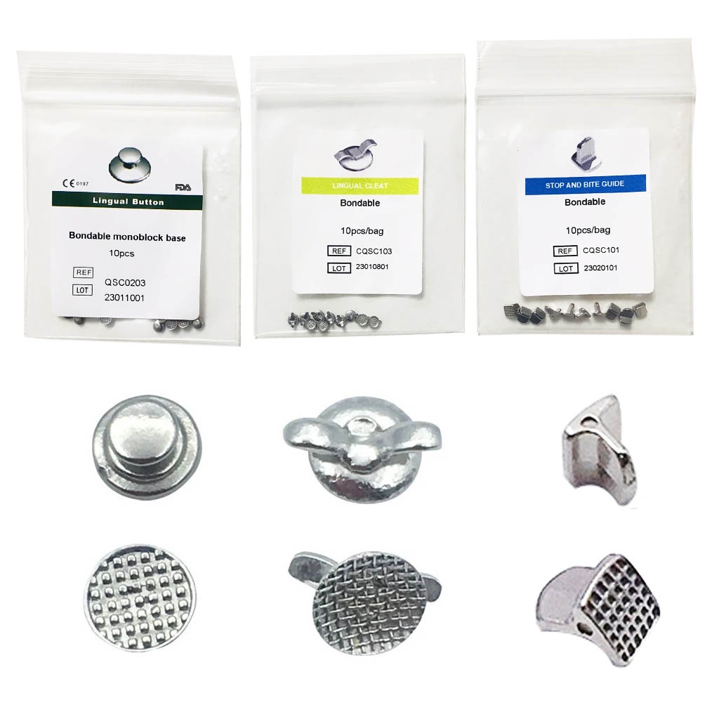 Dental Orthodontic Bondable Lingual Button Crimpable Round Double
