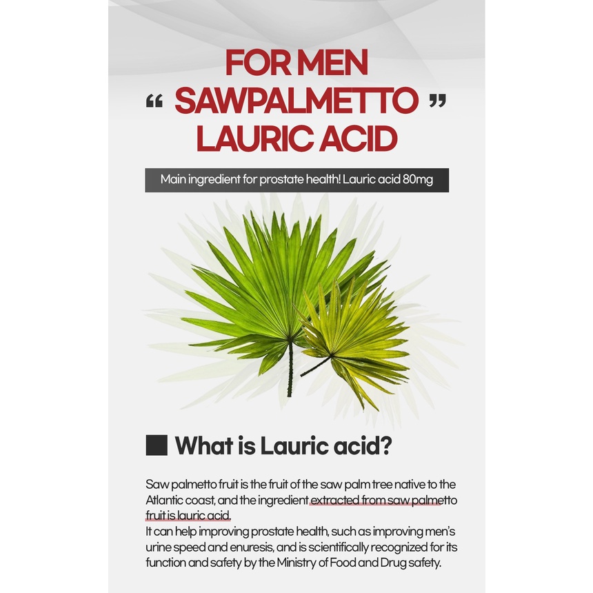 Funeat Men's power Niagara Saw Palmetto Lauric acid Octacosanol for