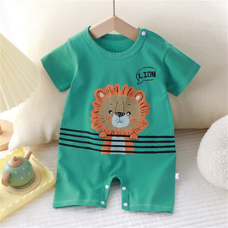 Cute Cartoon Design Cotton Baby Kids Boy Rompers Short Sleeves Jumpsuit