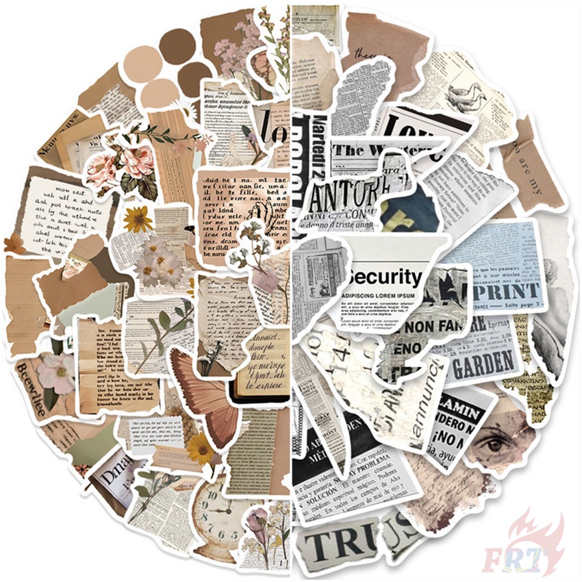100Pcs/Set Retro Broken Journal Art . Vintage Newspaper Series A ...