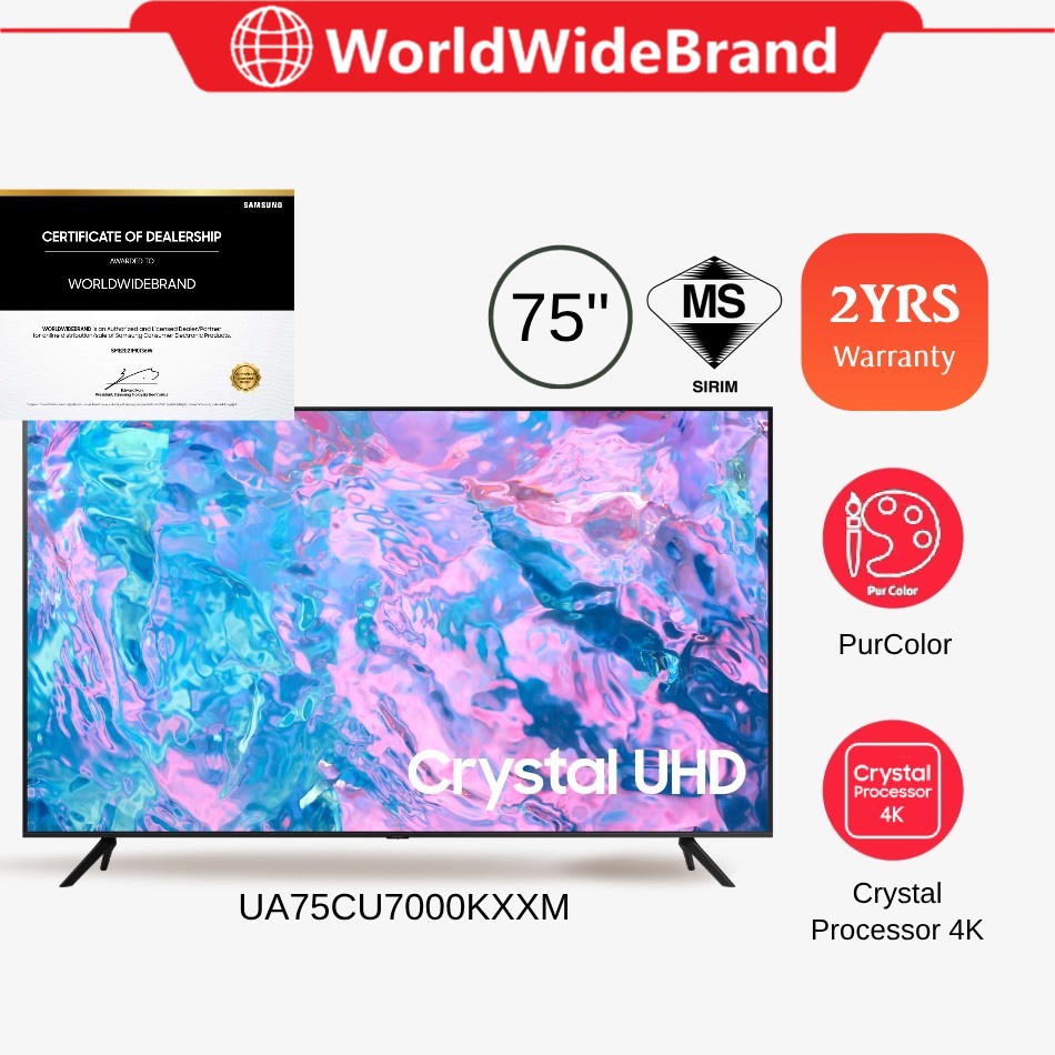 Samsung CU7000 75 Inch 4K UHD Smart TV Crystal Processor 4K