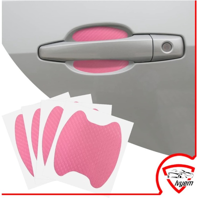 4PCS Car Door Handle Stickers Carbon Fiber Scratch Auto Door Protective