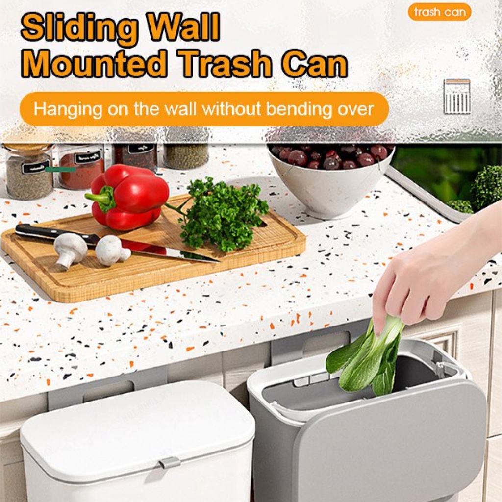 WallMounted Sanitary Pad Disposal Bin with Lid Hanging Kitchen Trash