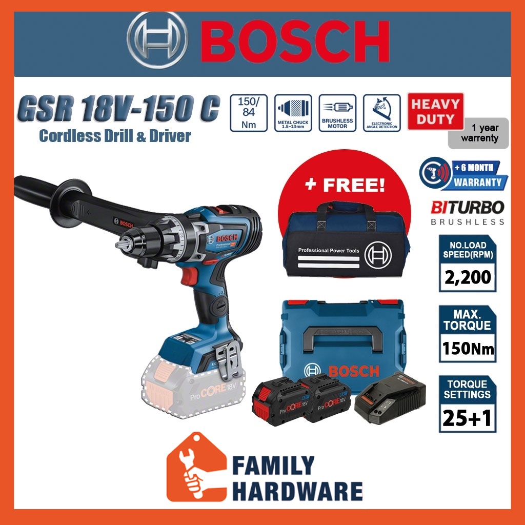 Bosch Gsr 18v 150 C Professional Cordless Drill Driver With Biturbo