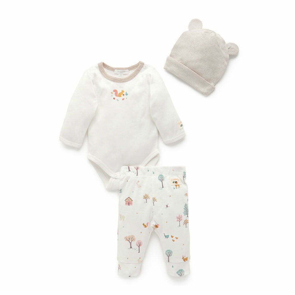 [Hayllo] Purebaby 3 Piece Organic Gift Pack - Woodland Prints | Shopee ...