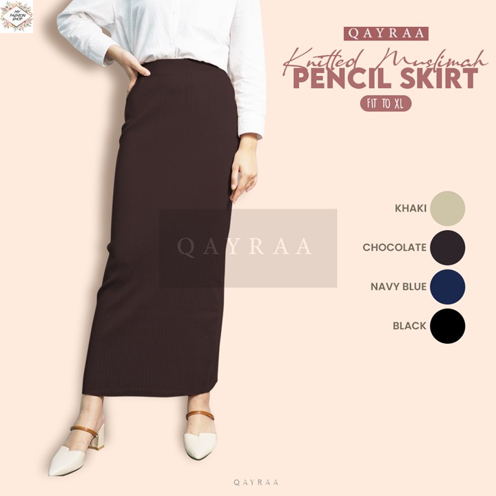 𝗣𝗲𝗻𝗰𝗶𝗹 𝗦𝗸𝗶𝗿𝘁 High Quality LABUH KNITTED MUSLIMAH (FREE SIZE) | Shopee ...