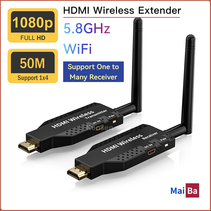 Wireless HDMI Extender 50M 5.8GHz 1080P WiFi Video Extension Transmit