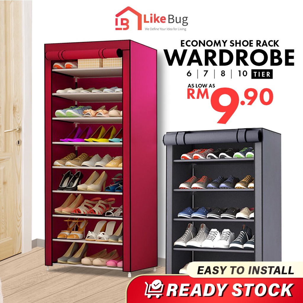 ⚡️LIKE BUG⚡️Super Space Saver 10 Tier Non-Woven Cloth Shoe Rack with ...