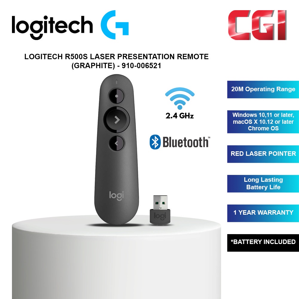 Logitech R500s Laser Presentation Remote with Red Laser Pointer 910
