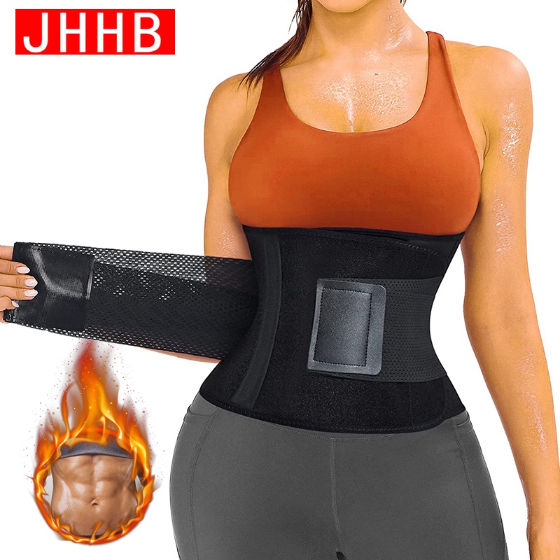 JHHB Tummy Trimmer Waist Trainer for Women Back Support Belt Sweat Sauna  Wrap Weight Loss Fitness Gym Body Shaper Corset black S