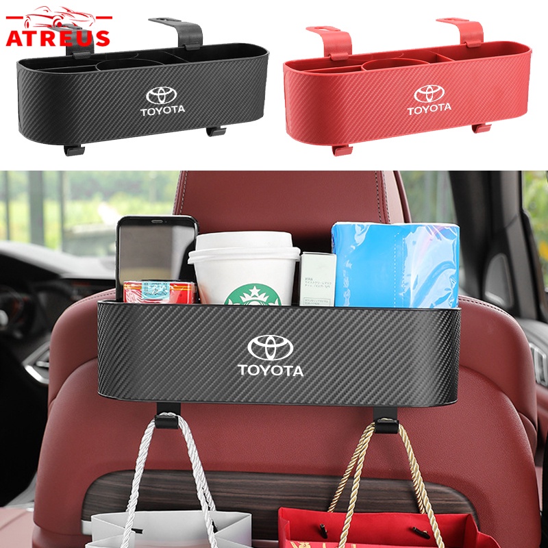 Toyota Car Back Seat Organizer Car Seat Back Hook Storage Box Cup Holder Carbon Fiber For Toyota