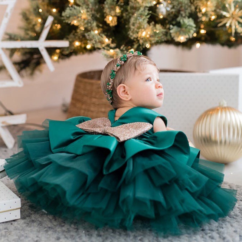 Newborn Baby 6 12 18 24 Months Christmas Dress Summer Sleeveless Princess Girls Dress Floral Party Girls Fashion Tutu Layered Dress