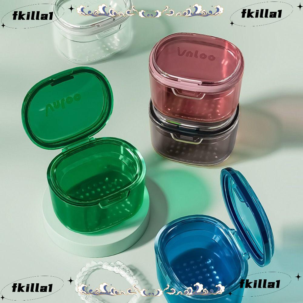 FKILA Denture with Strainer Basket Reusable Denture Retainer Box