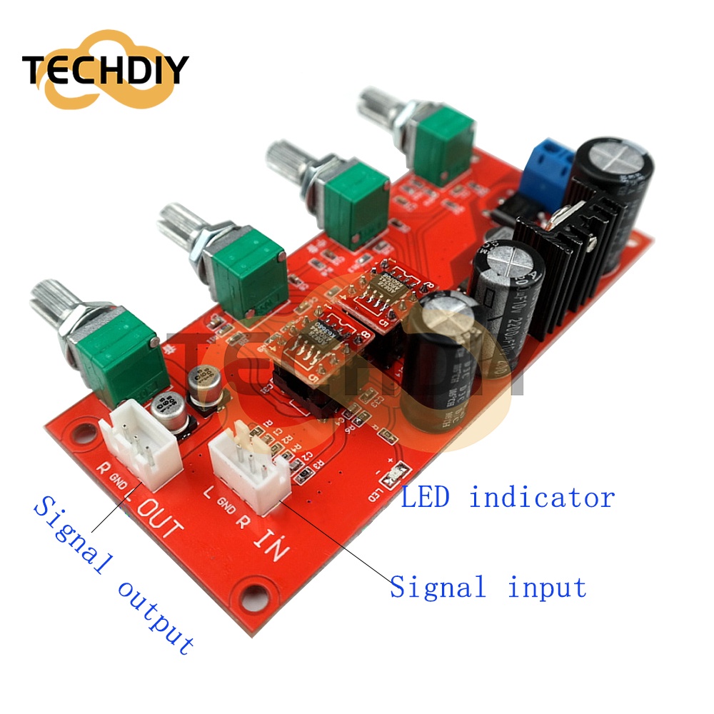 HIFI Stereo Preamp Amplifier Board AD828 Volume Tone Control Pre-Amp ...