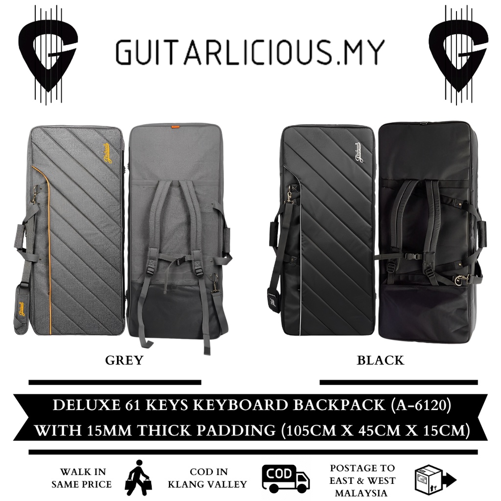 Deluxe 61 Keys Keyboard Bag / Soft Case / Backpack (A6120) with 15mm