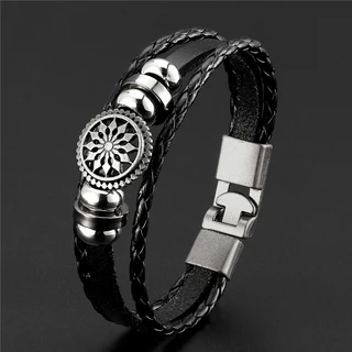 Buy Online Leather Black Stylish wrist band Leather Bracelet