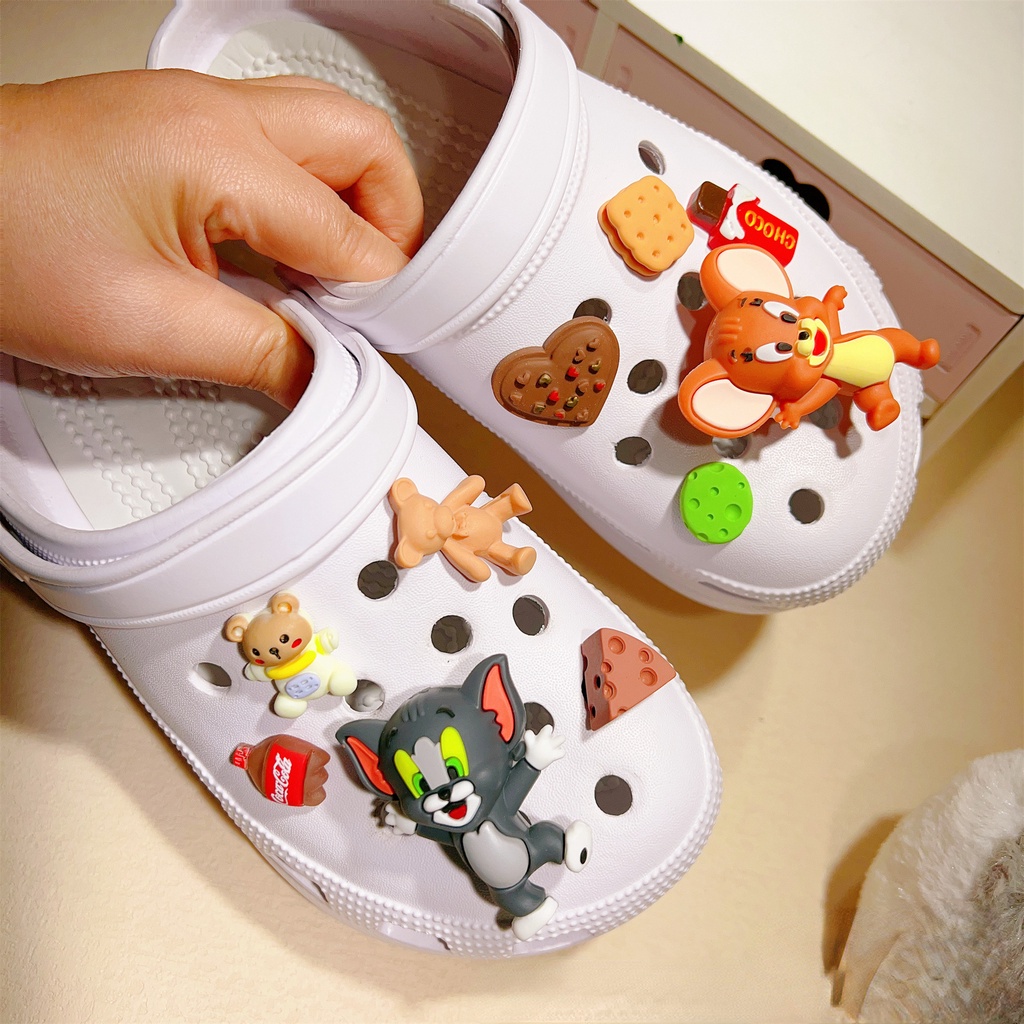 Cute Bear Crocs Charm Set Choco Cheese Jibbits for Croc Pin Tom and
