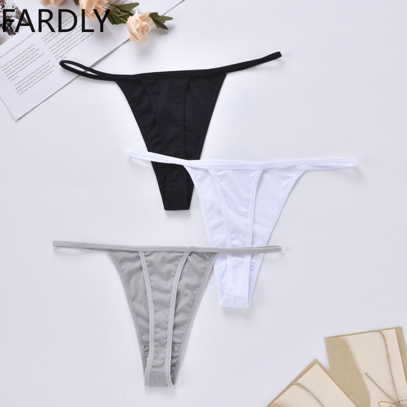 FARDLY 3pcs Sexy Lace Panty For Women Mid Waist Female Gstring Size S