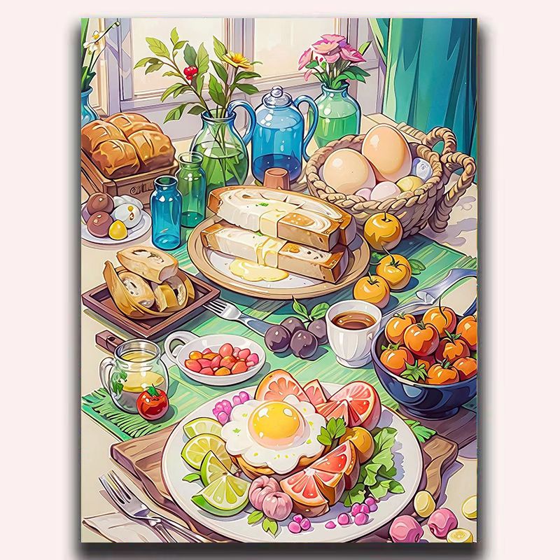 MOZI gourmet food Paint By Numbers canvas painting oil painting Gourmet ...