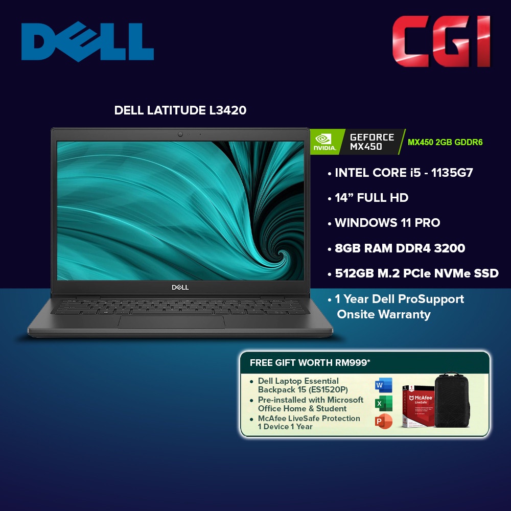Laptop Dell Latitude 3420,Core 11va gen, Ram de 8gb, DD 256gb en SSD