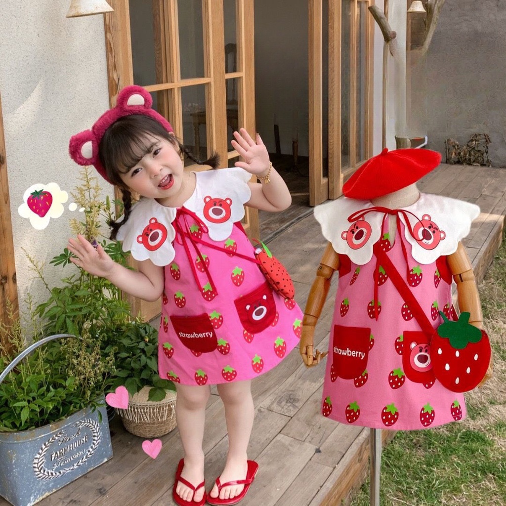 Doll Collar Printed Dress for Girls Sleeveless New Korean Children's