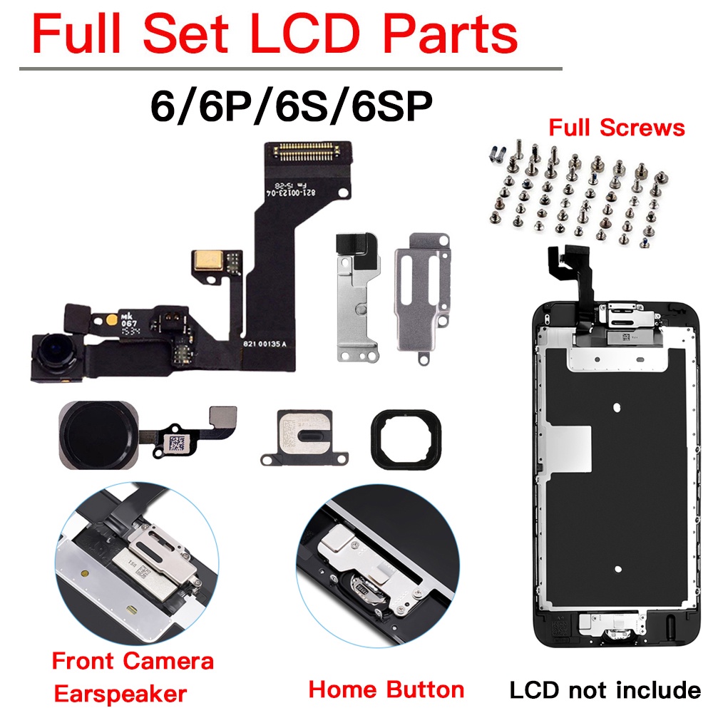 Full Set LCD Parts For iPhone 6 6P 6S Plus Front Camera Home Button