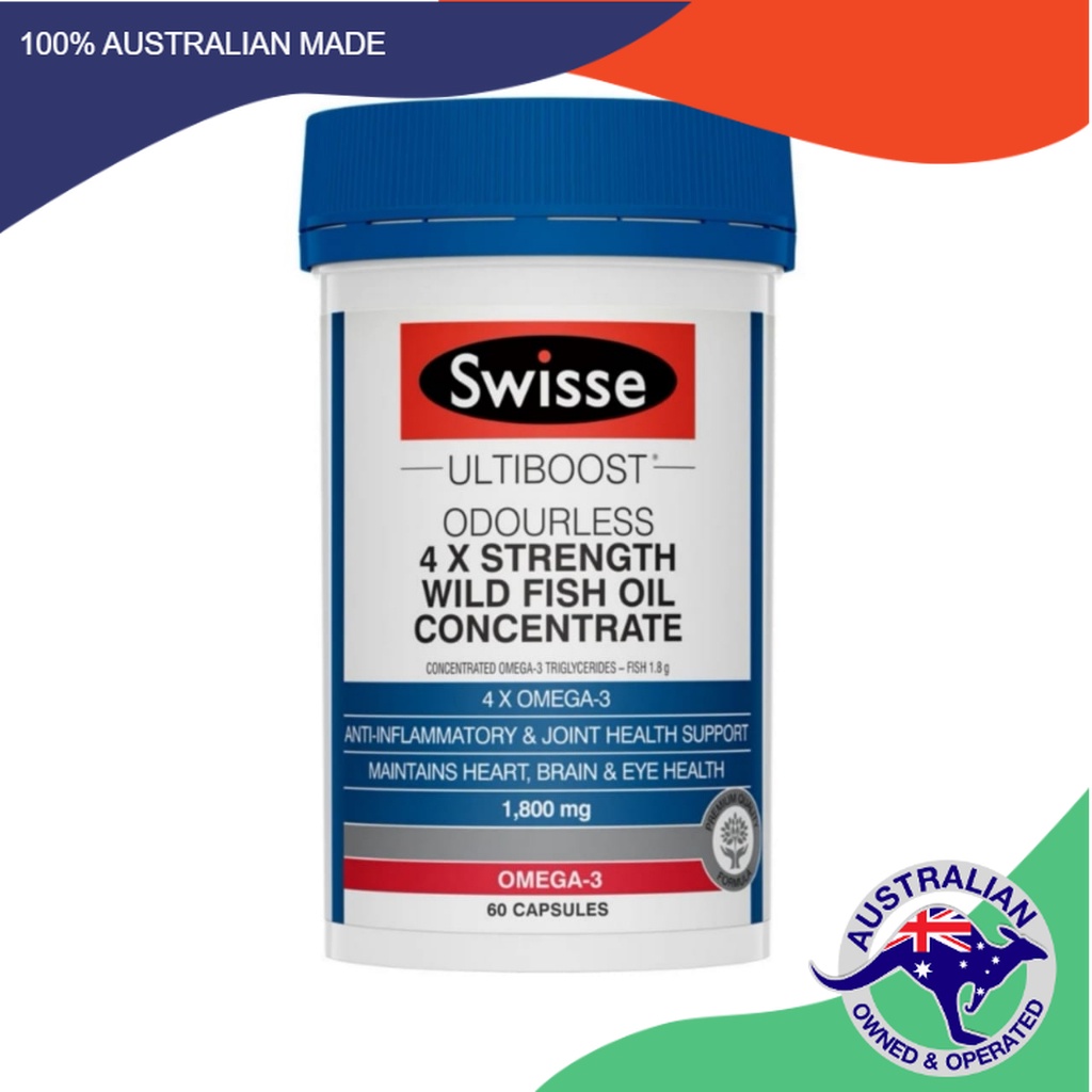 Swisse Ultiboost 4 x Strength Wild Fish Oil Concentrate 60 Capsules