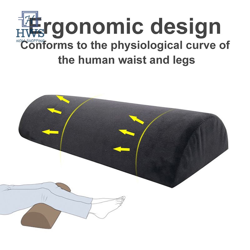 Memory Foam Half Moon Support Pillow Semi Roll Round Lumbar Leg Wedge