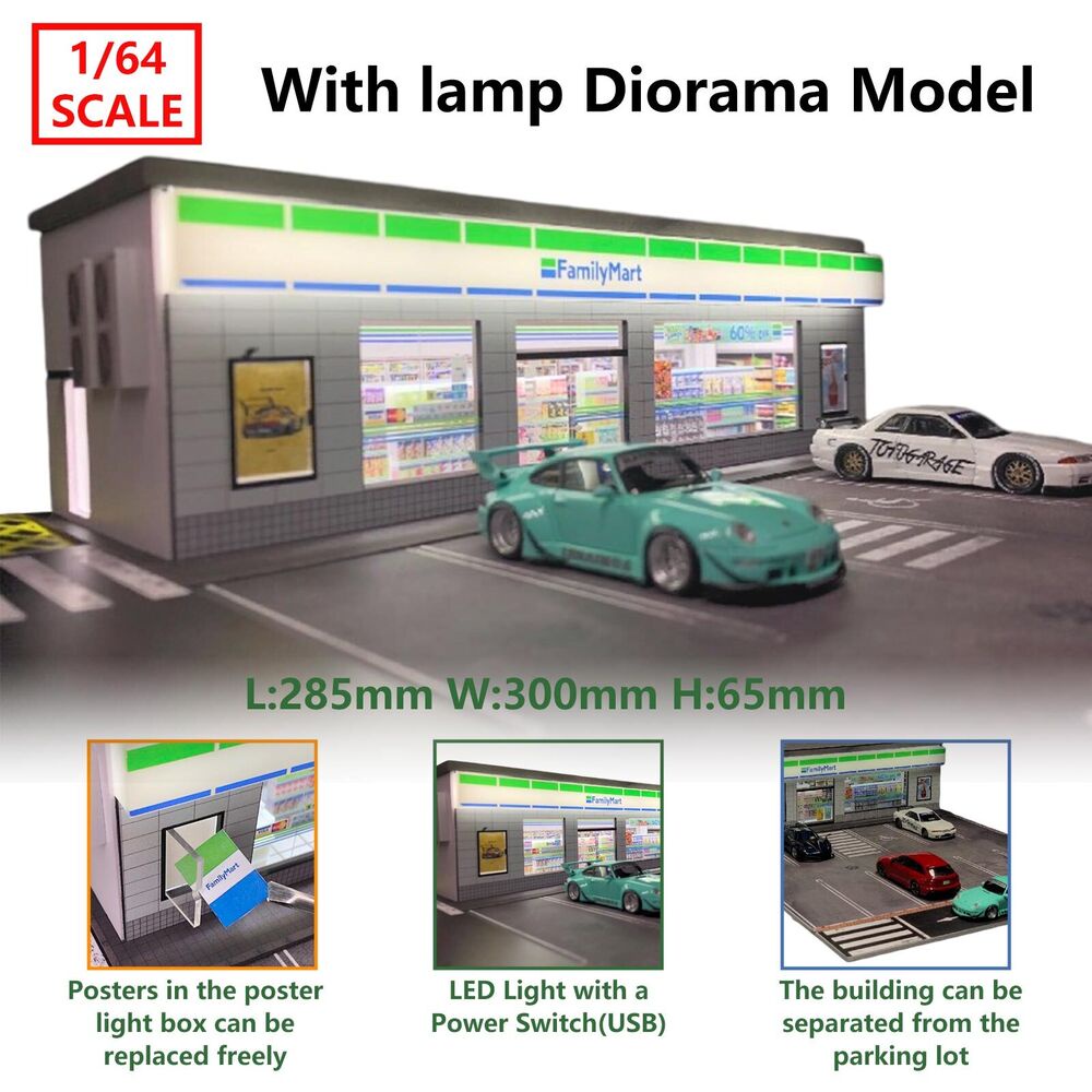 G-FANS Diorama 1:64 Car Garage Model LED Lighting City Street View ...
