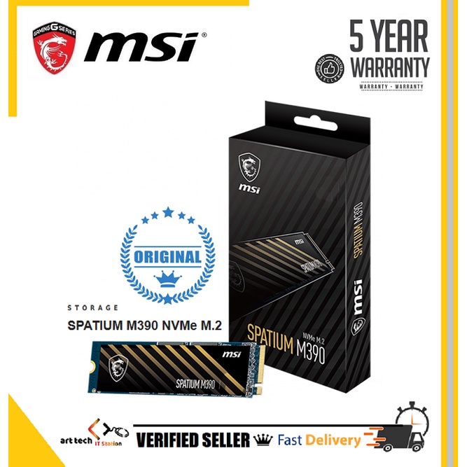 MSI SPATIUM M390 M.2 PCIe 3.0 NVMe SSD 250GB / 500GB / 1TB | Shopee ...