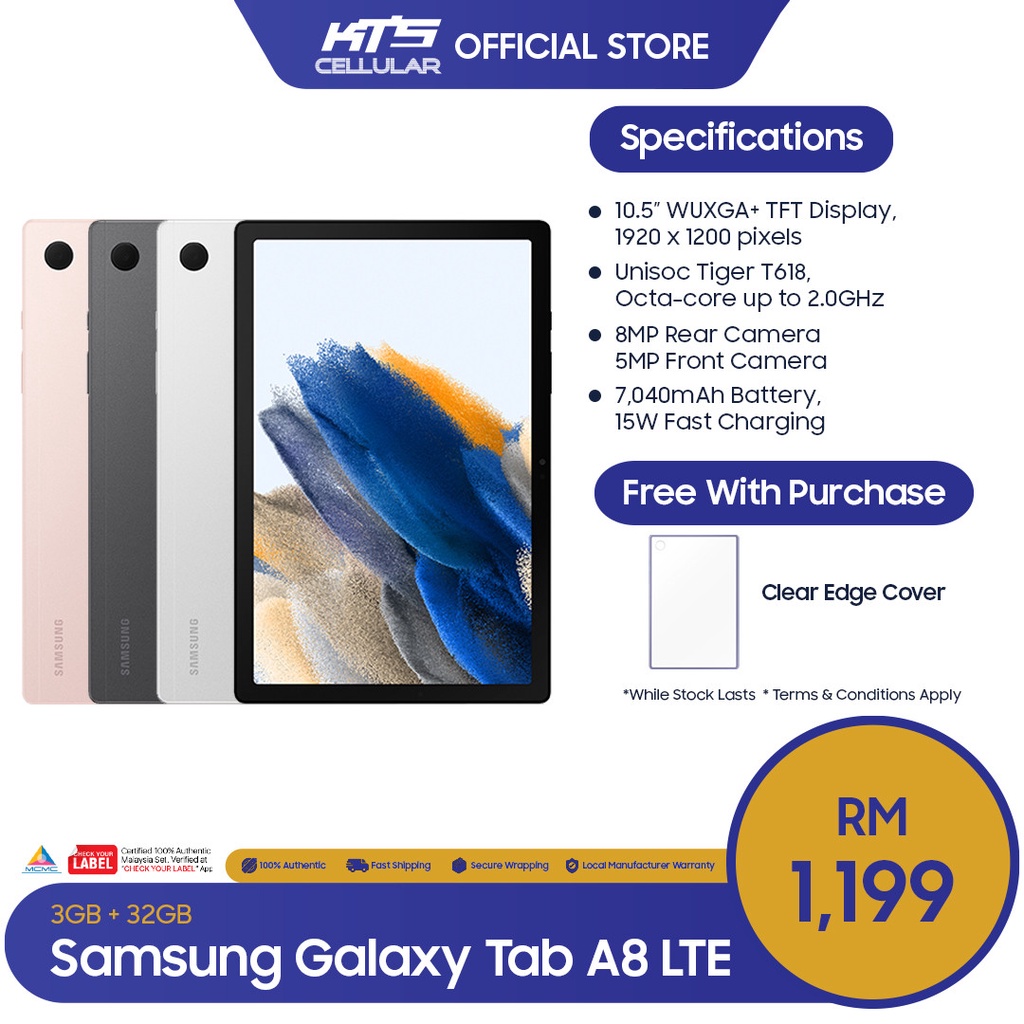 Samsung Galaxy Tab A8 LTE Tablet X205 (3GB+32GB) - Original 1 Year