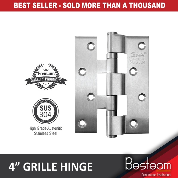 DAL® 4" GRILLE HINGE Stainless Steel SUS304 Aluminium Door Hinge
