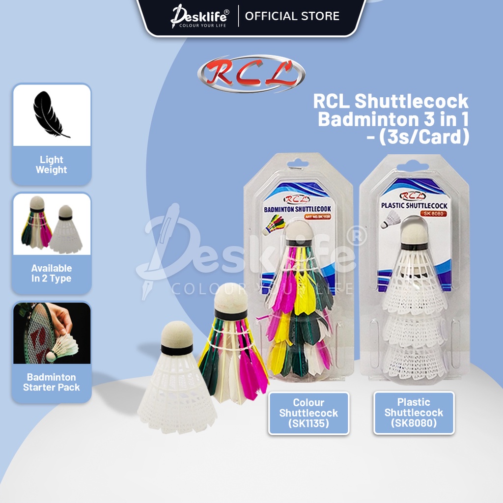Desklife RCL Shuttlecock Badminton 3 in 1 Bulu Tangkis Plastik SK8080 ...