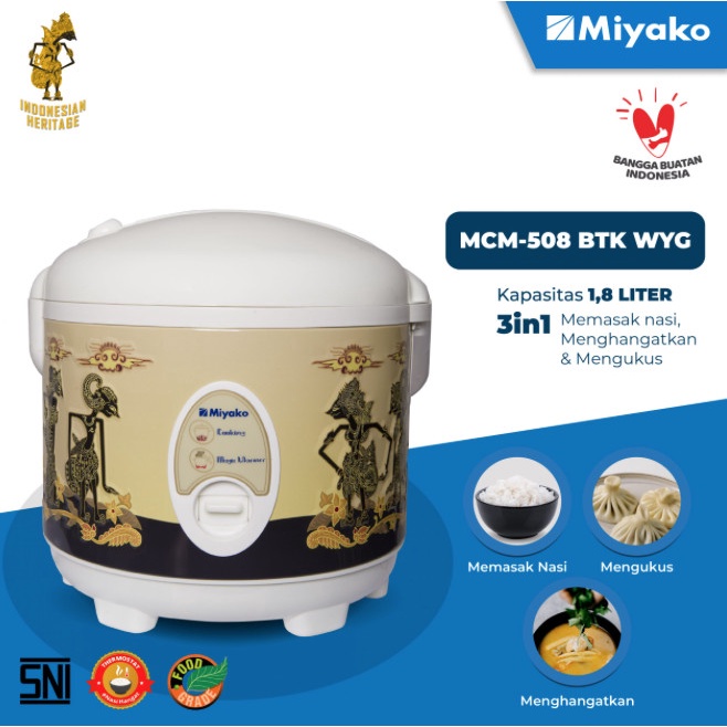 Miyako Batik Rice Cooker MCM-508 BTK KWG/PRG/WYG Capacity 1.8 L ...