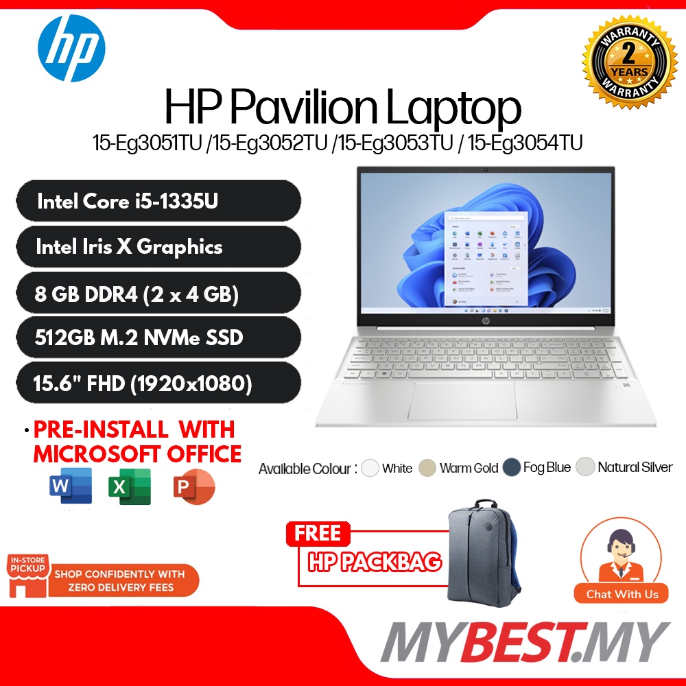 Hp Pavilion 15 Eg3051tu15 Eg3052tu15 Eg3053tu15 Eg3054tu 156 Fhd Laptop I5 1335u 8gb 8303