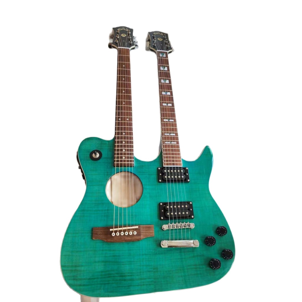 Guild Crossroads Doubleneck Electric Guitar Green Flame Maple Top 6+6