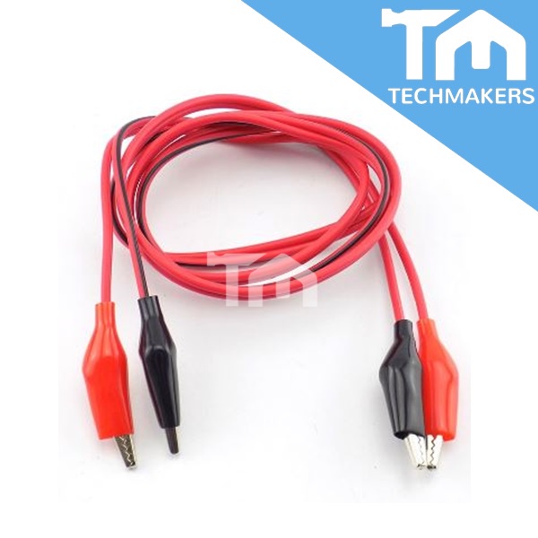 Crocodile Clip  with Wire Red & Black Double Head Electric Alligator Clips Test Lead (1m) (1 Pair)