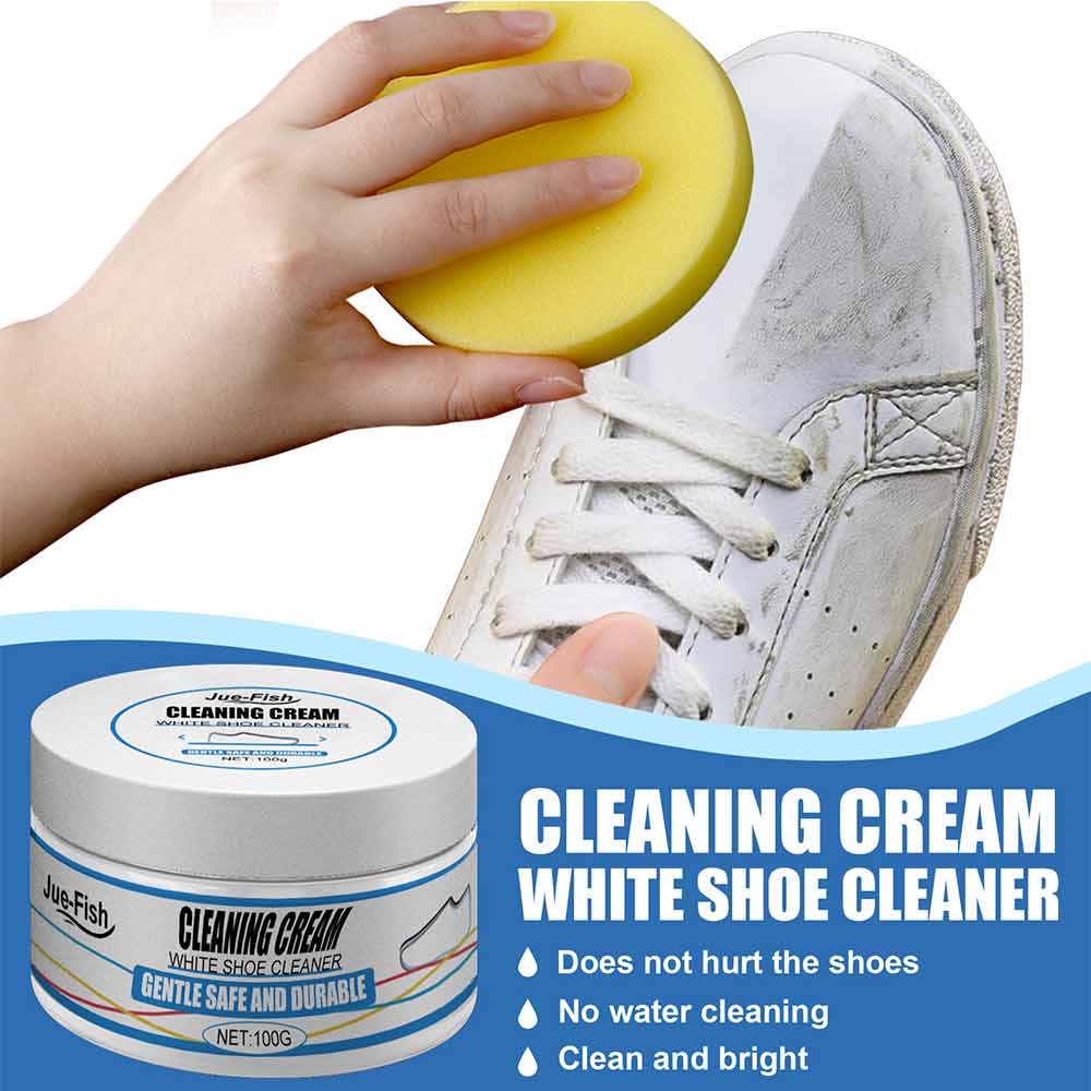Jue-Fish Small White Shoe Cleaning Cream (100g+Sponge) Multifunctional ...