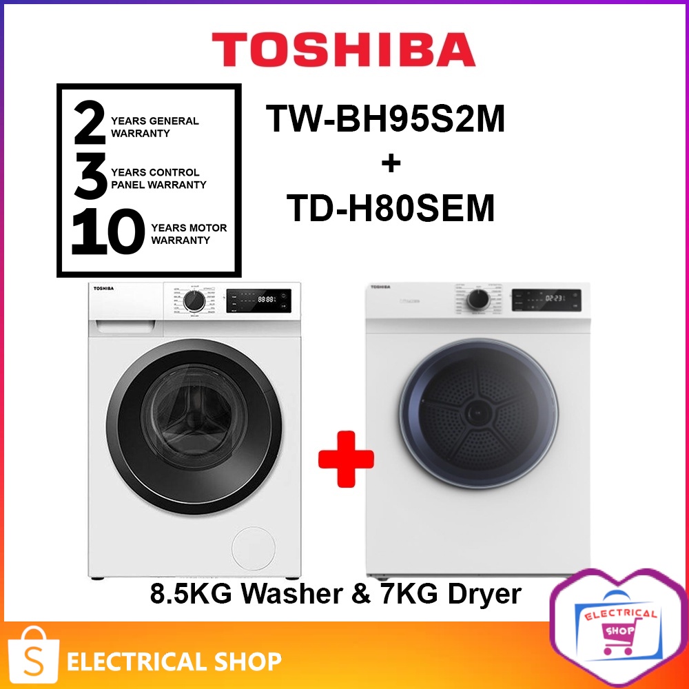 Toshiba Combo 8.5KG TWBH95S2M Washing Machine + TDH80SEM 7KG Dryer