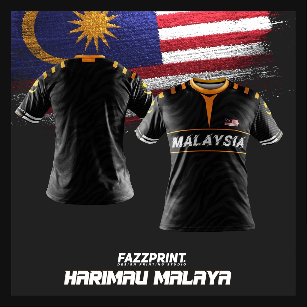 Ready Stock Fazz Hm03 Harimau Malaya Team Malaysia Black Jersey