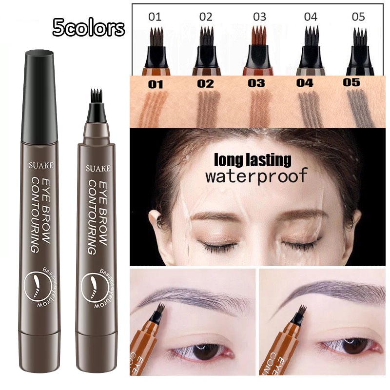 Waterproof Long Lasting Eyebrow Pencil 4 Tip Forks Waterproof Eyebrow