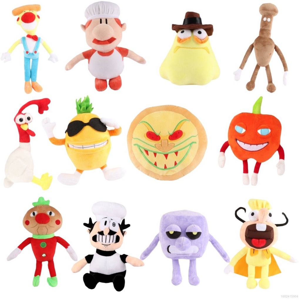 NEW Pizza Tower Plush Dolls Peppino Pepperman Pizza Face Tomato Toppin