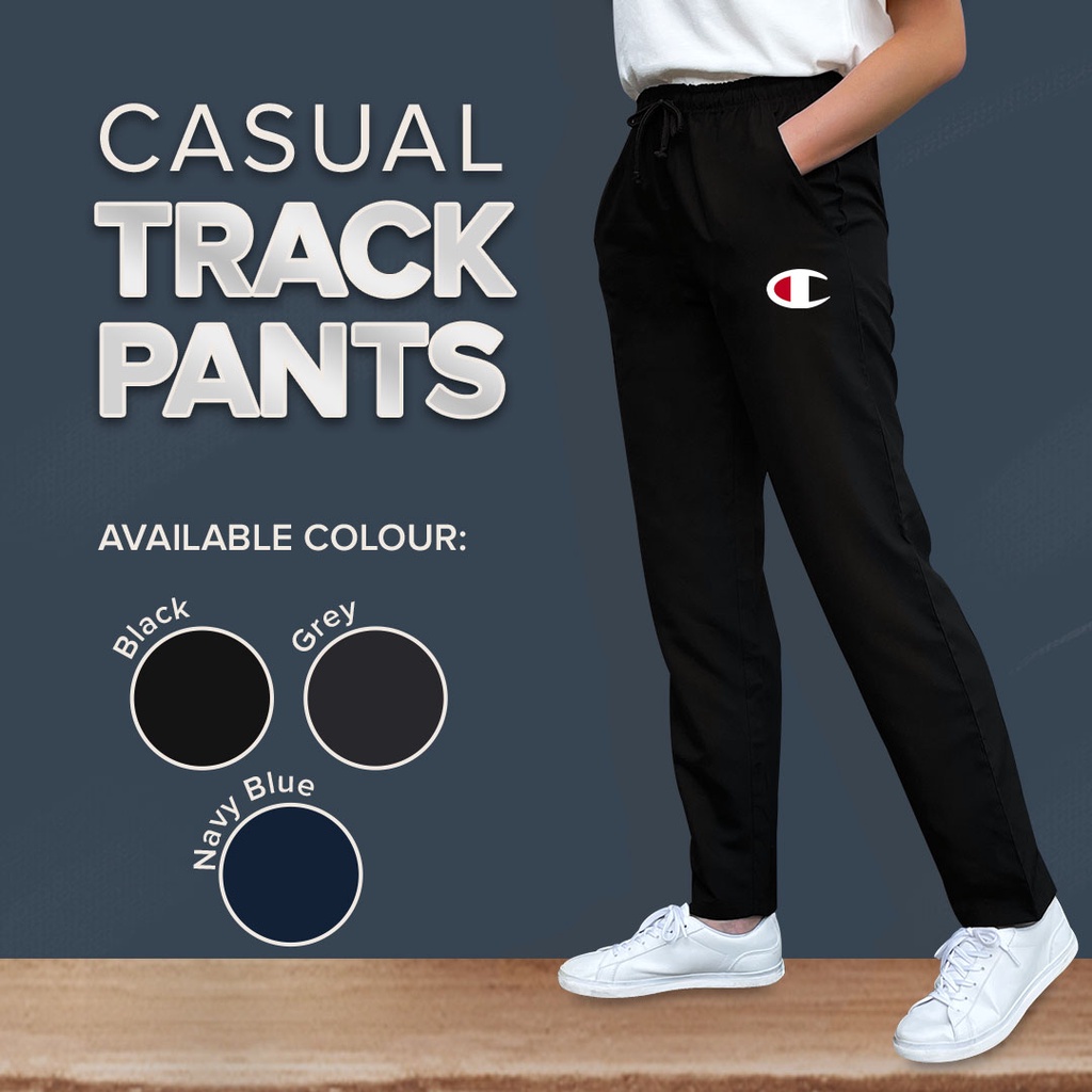 CHAMPION Smart Casual Straight Cut Gym Tracksuit Seluar Sukan Track Bottom  Long Pants Joggers Men Women Unisex Sports