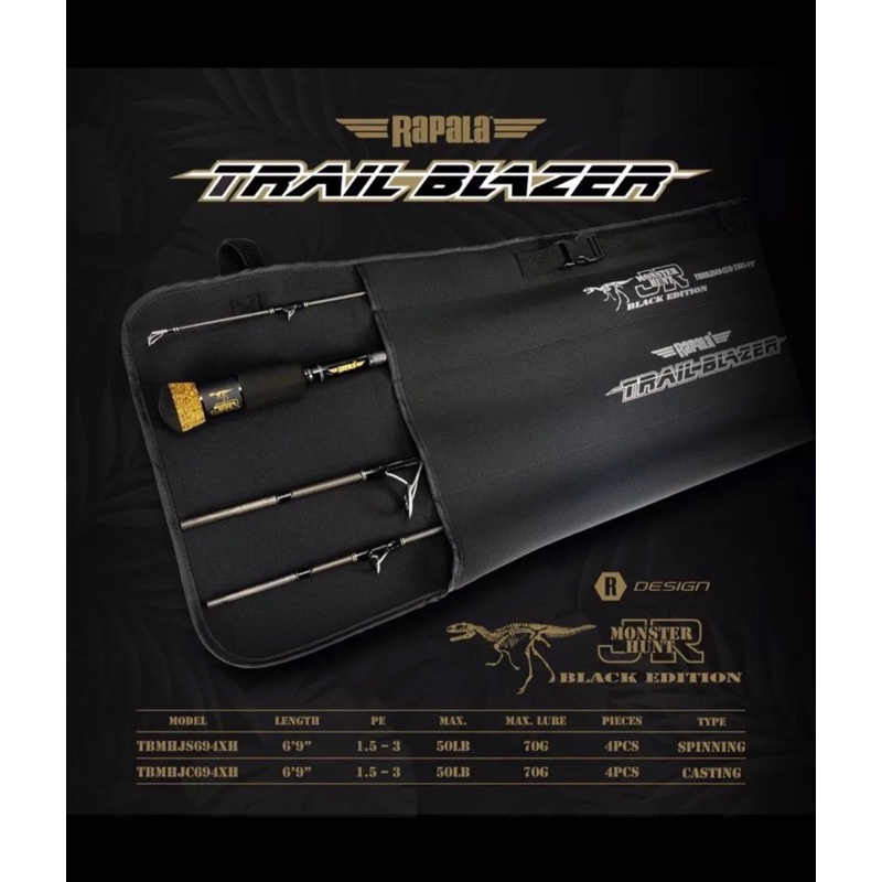 2021 RAPALA Trail Blazer Monster Hunt JR Junior Travel Baitcasting ...