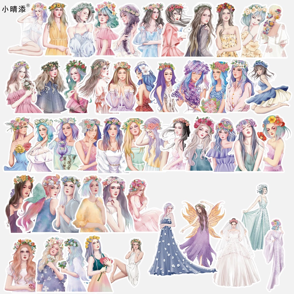 50 pcs vintage people stickers Hand-painted Oil Painting Girl's ...