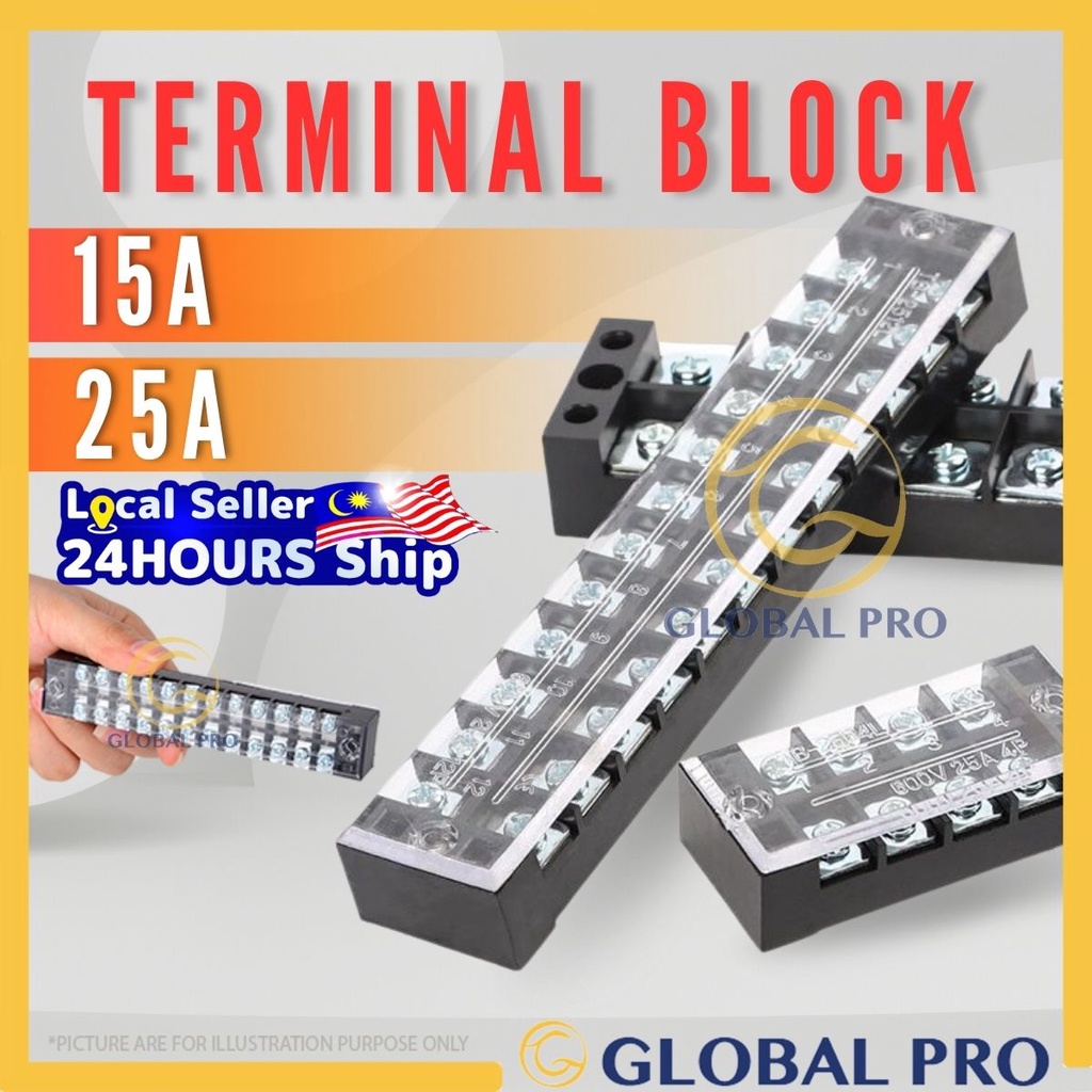 15A / 25A Terminal Block Wire Connector TB Dual Row Bus Bar Wire Amp
